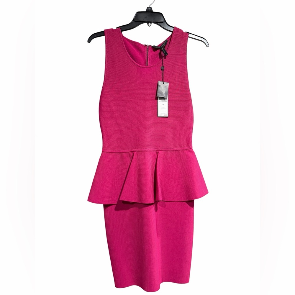 NWT BCBGMaxAzria Size Small Pink Bosenberry Peplum Dress.